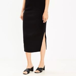 Loft Ribbed Side Slit Midi Sweater Skirt